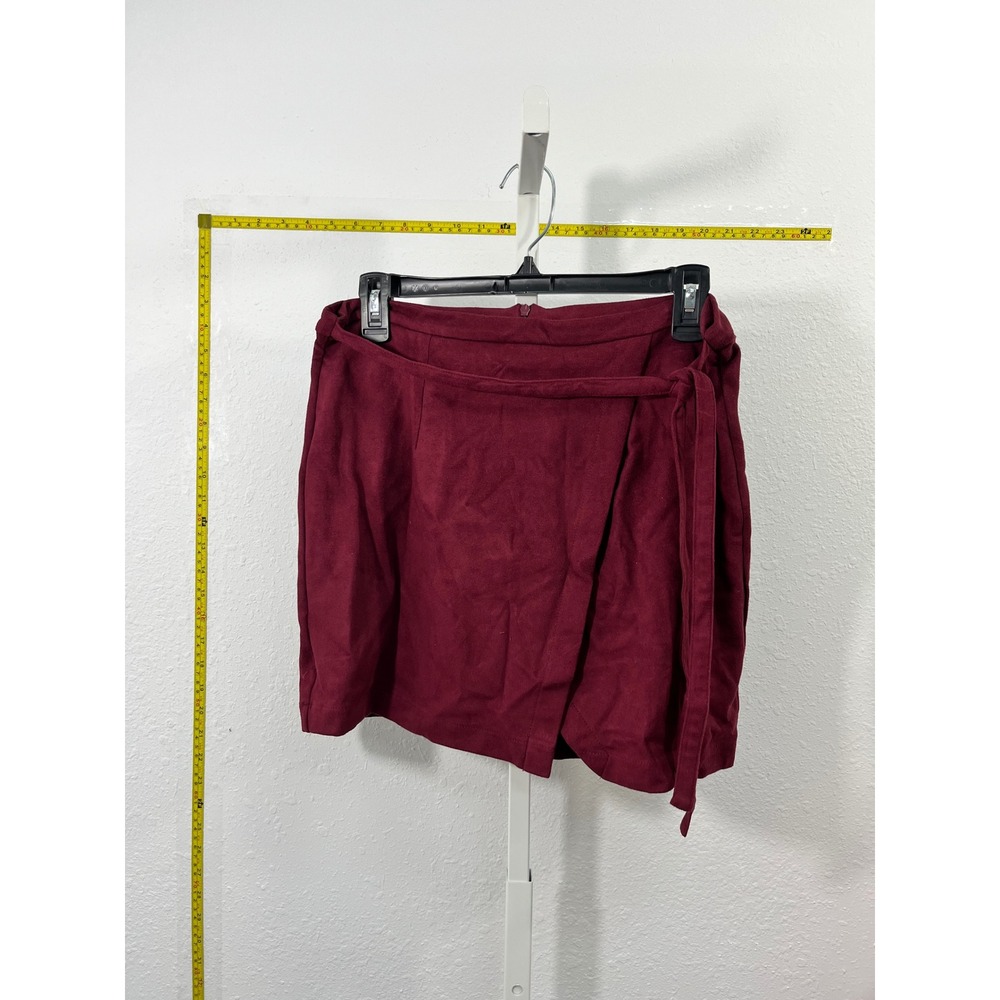 Living Doll Los Angeles Burgundy Faux Suede Wrap Mini Skirt Tie Waist XL